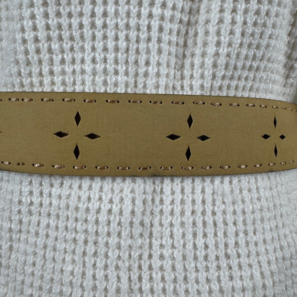 Vintage Y2K Festival Indie Laser Cut Belt Women Large Tan Manmade Leather - Picture 4 of 8
